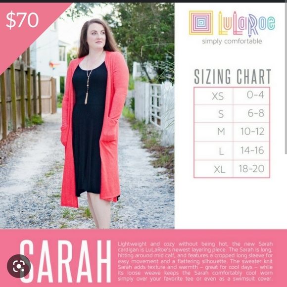 NEW LuLaRoe SARAH Cardigan L 14/16 Velvet Rose Knit Long Duster Sweater Jacket - Picture 9 of 9